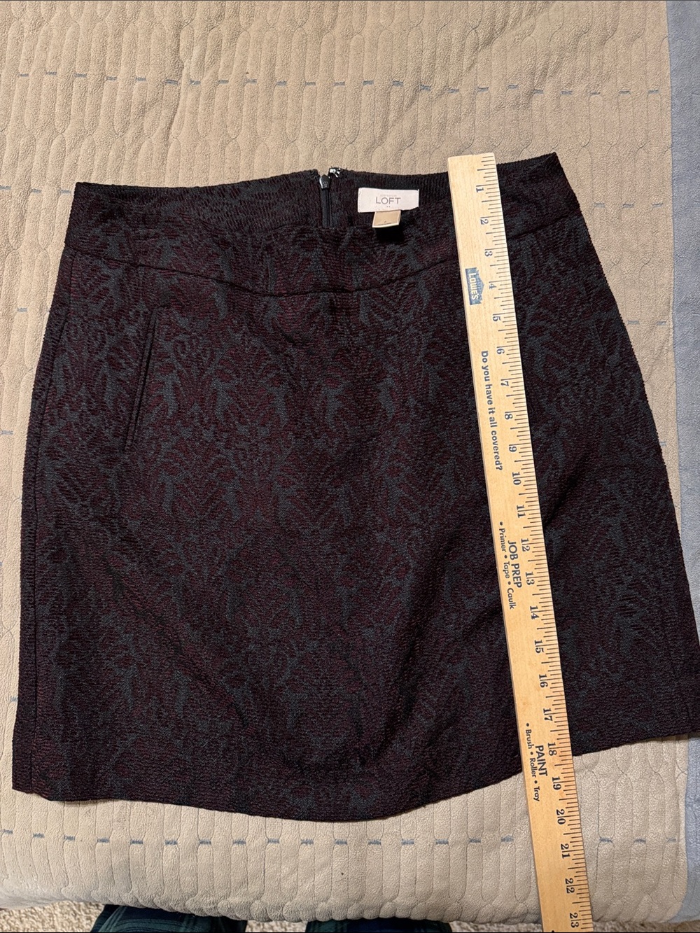 LOFT Dark Burgundy Textured Skirt